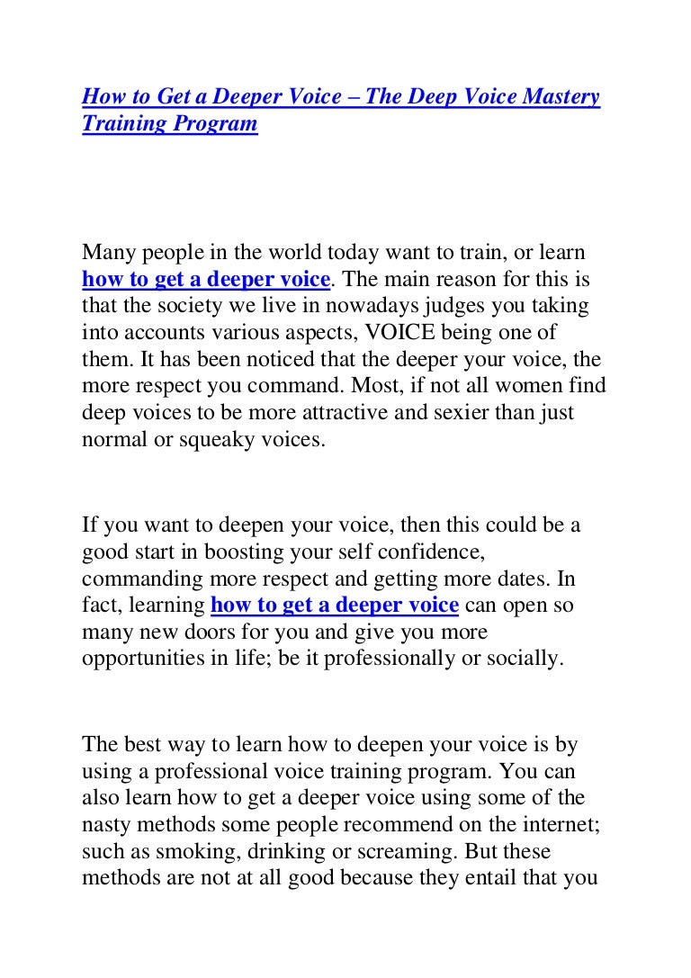 Deepen Your Voice Instantly To How Deepen Your Voice Instantly To How